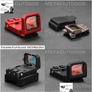 Escopos Folding Holographic Reflex Mini 1X Red Dot Pistol Rifle Sight Scope Fit Weaver 1913 Picatinny Mount Glock Base Og Drop De D216Y