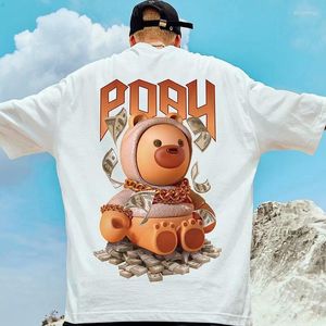 Men's T Shirts F GIRLS Money Bear Printed T-Shirts For Men Summer Hip Hop Oversized Short Sleeve Anime Tee Tops Couples Loose Y2K Streetwear