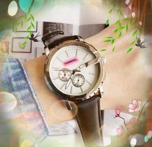 Big Two Eyes Dial quartzo bateria Watch Women Men Leather Banding clock auto date popular European American safira glass mirror watchs Orologio di lusso Gifts