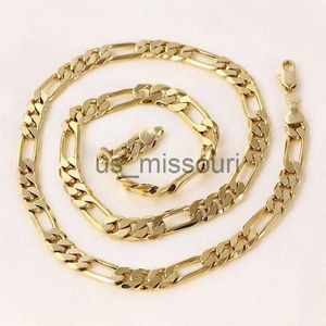 Pendant Necklaces 24k solid gold Mens 24k Solid Gold GF 8mm Italian Figaro Link Chain Necklace 24 Inches J0612