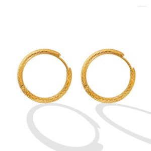 Brincos de Aço Inoxidável Jóias Minimalistas Argolas Redondos Ocas Charme Ouro Banhado a Ouro 18K Metal À Prova D' Água Temperamento