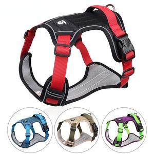 Pet Dog Harness Vest Reflective Breathable Oxford Adjustable Safety Walking Running Lead For Small Medium Large Dog Supplies