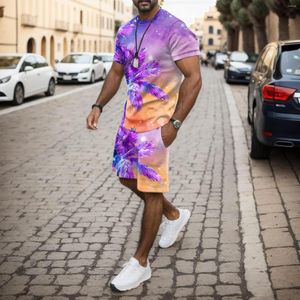 Agasalhos masculinos roupa de verão praia manga curta camisa estampada terno calças trajes de banho para moda americana