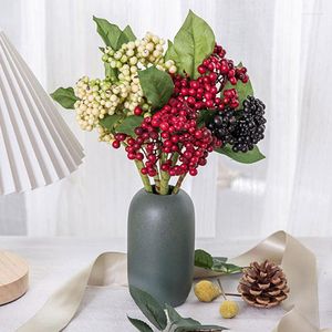 Party Decoration 22cm Artificial Fruit Christmas Red Berry Model Winter Flower Bean Wedding Home Arrange