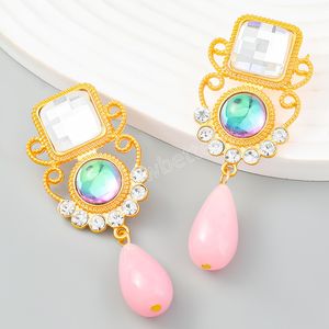 Fashionable Metal Square Acrylic Resin Earrings Women's Fashion Elegant Dangle Earrings Banquet Jewelry Accessories