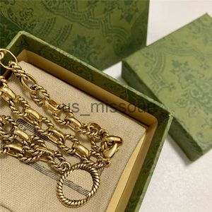 Hänge halsband vintage dubbel bokstavskedja halsband sammanlåsande bokstäver hänge halsband designer vardagliga mångsidiga hängsmycken j230612