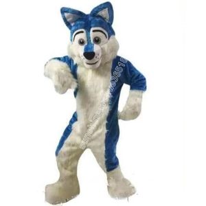 Blue Husky Dog Mascot Costume Top Cartoon Anime personagem tema Carnaval Unissex Adultos Tamanho Festa de Aniversário de Natal Outfit Outfit Terno