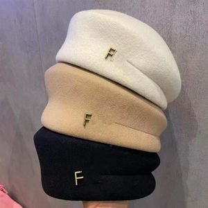 Women Designer Beret Letter Fashion Cashmere Wool Hat Beret Cap Lady Outdoor Travel Warm Winter Solid Color Vacation 3 Colors Bonn282S