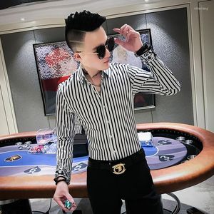 Men's Casual Shirts Business Men Brand Fashion 2023 Long Sleeve Tops All Match Slim Fit Striped Male Formal Wear Blouses Y198