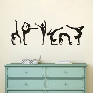 Six Dance Girls Ginnastica Wall Sticker Sport Stickers murali Arte del vinile Murale per la casa delle ragazze Decorazione della stanza dei bambini Decorazione della parete