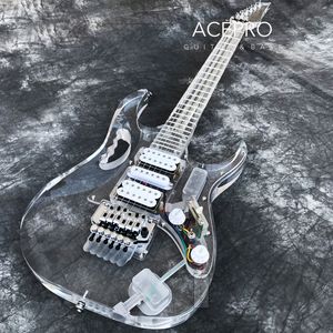 Полная акриловая электрогитара красочные светодиоды прозрачный кусочек PickGuard H-H Пикапы Tremolo Brest Free Dropping