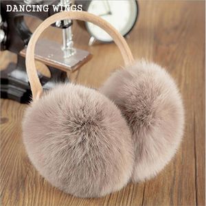 Rus Kış% 100 Doğal Rex Tavşan Kürk Earmuff Erkek Kadınlar Sıcak Moda Kulak Şakası Peluş Kabarık Kulak Sıcak Muffs300W