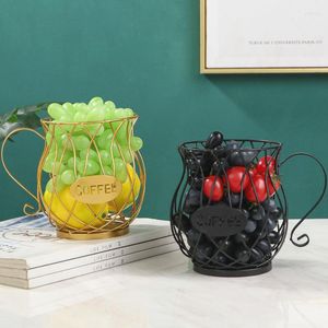 Plates Nordic Fruit Basket Wrought Iron Modern Creative Kitchen Storage Drain Home Living Room Snack Bowl