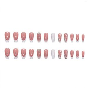 False Nails Pink Gradient Square Fake Non-Toxic Odorless Not Hurt To Hands For Nail Art Learner Design Own Style