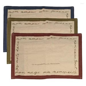 Table Mats 30 40cm Farmhouse Tabletop Set Coasters Square Letter Napkin Cloth Minimalist Vintage Solid Color Placemats