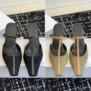 The Row Luxury Designer Sandals Package Head High Heels Simple Slippers French Mueller Women's Shoes 5.5cm
