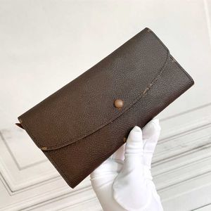 En iyi tasarımcı cüzdan moda klasik kahverengi beyaz çiçek ekose katlanır cüzdan lüks erkekler kadınlar deri çanta yüksek kaliteli para kredi kartı çantası