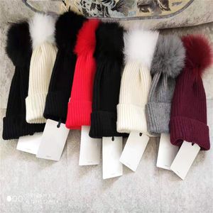 Erwachsene dicke warme Winter-Strickmütze, Hüte für Frauen, weiches Stretch-Kabel, Pom-Poms-Hüte, Damen-Skullies, Mützen, Mädchen, Skikappe, Hairball276L