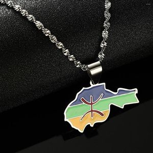 Pendant Necklaces Africa Country Berbers Map Flag African Stainless Steel Jewelry For Women