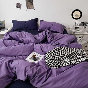 Conjuntos de cama Solstice Home Pure Color Purple Blue Kid Boy Child Girl Conjunto de Capa de Cama Twin Queen King Lençol Estojo Capa de Edredão Z0612