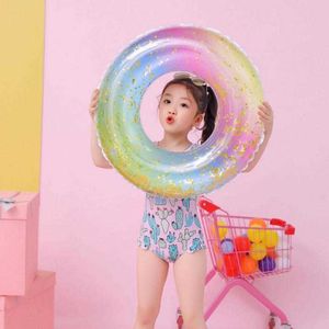 Floats Tubes Inflatable sequin ring PVC swimming pool floating toy circular beach party inflatable mat water for children and adults P230612