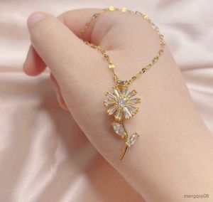 Hänghalsband fashionabla roterbara solroshalsband för kvinnor charm kristall eleganta damer smycken jubileum present r230612