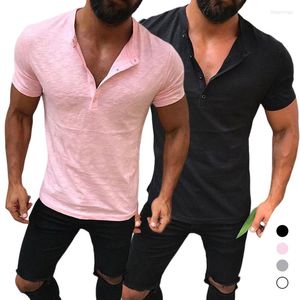 Magliette da uomo Manica corta da uomo Bottoni Colletto Cotone Lino Casual Comfort traspirante Camicia Fashion Style Solid Male Loose Streetwear