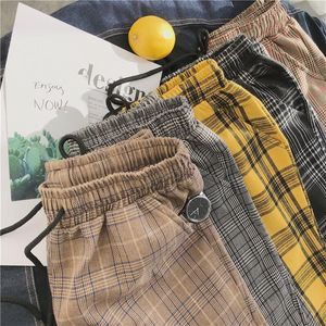 Calça 2022 Novos homens harém calças coreanas calças de hip hop calça de rua juvenil calça xadrez preto