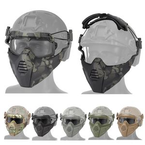 Utomhus paintball skytte ansiktsskyddsutrustning taktisk mask snabb hjälm vinge sidoskenmontering skalle mask med skyddsglasögon nr03-314232x