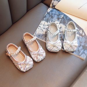 Children Pearl Diamond Shoes Beauty Rhinestones Shining Kids Princess Shoes Baby Girls Shoes for Party and Wedding Size 23-34