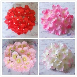 Novas Flores Artificiais Hortênsia Cabeças de Flor Decoração de Festa de Casamento Suprimentos Simulação de Cabeça de Flor Falsa Decorações para Casa tomada de fábrica