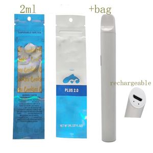 2 ml Einweg leerer Vape Stift Dicke Ölschoten Verdampfer Stifte 350 mAh wiederaufladbare Batteriekeramik -Spulen -Start -Kits Vape mit Taschenverpackungen