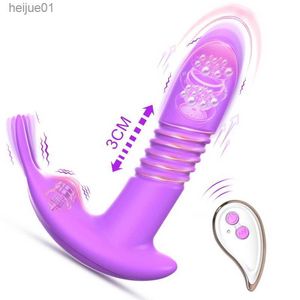 Vibrador de Empurrão Feminino Dildo Rotativo Plug Anal Telescópico Controle Remoto Vagina Massagem Ponto G Estimulador de Clitóris Brinquedo Sexual L230518