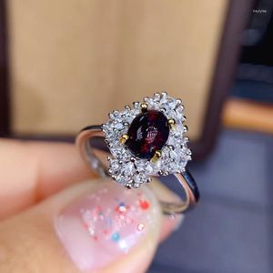 Pierścienie klastra naturalny czarny opalowy pierścień kamienia szlachetnego