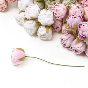 Torkade blommor 6 st/parti konstgjord ros mini bukett falsk för heminredning bröllop dekoration diy hantverk kransgåvor tillbehör