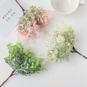 Torkade blommor konstgjorda växter hem dekor julen girland scrapbook bröllop bukett korall gräs pompon diy presentförpackning falsk