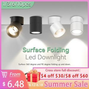 Spot LED Downlight Foldbar Takljus LED Spotlight 7W 10W 15W ytmonterad aluminiumtakplatser Lamp för hemkök