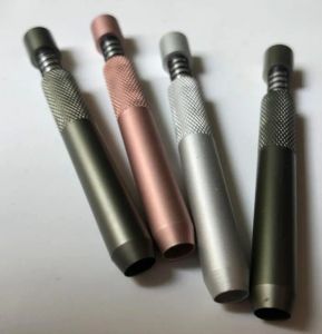 78 mm längd metall en hitter fjäder fladdermöss rökrör Tillbehör Dugout Filter Tips Snuff Snorter Dispenser Tube Strå Sniffer