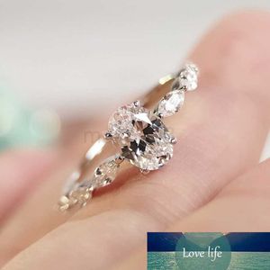 حلقات الفرقة البسيطة Oval Lab Diamond CZ Ring 925 Sterling Silver Engagement Rings for Women Bridal Bridal Dite Party Party Jewelry Gift J230612