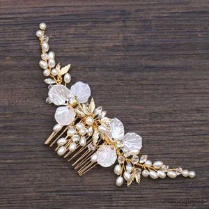 Gioielli per capelli da sposa Foglia d'oro Copricapo da sposa Diademi Pettine da donna R230612