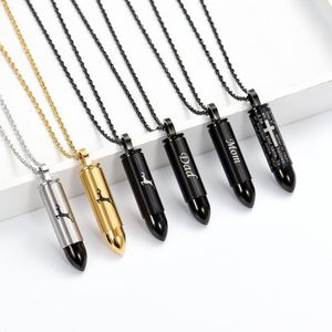 Pendant Necklaces Customized Black Urn Necklace Cross Pattern Cylinder Cremation Ashes Men Memorial Keepsake Jewelry