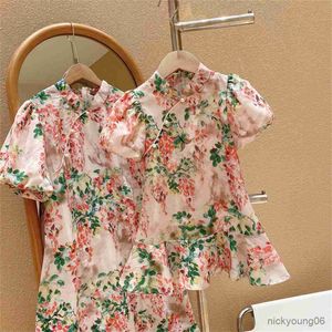 Flickas klänningar mamma och mig kläder kort ärm klänning barn baby kinesiska cheongsam mamma dotter kläder prinsessa r230612