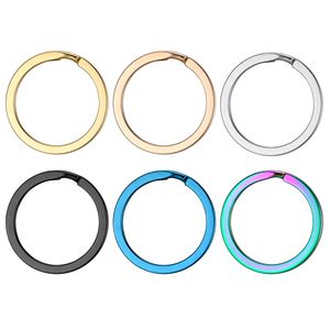 DIY Flat Split nyckelringar 20 25 30mm 304 Rostfritt stål Runda cirkelnyckelknappar Tillbehör Rose Gold Black Blue Colorful Color for Pendant Car Keychain Chain Making