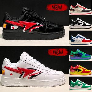 Sk8 Мужчины Женщины Повседневная обувь Sta Low Sneaker Court Designer Nigo Bathing Apes Обувь на платформе Мужская Акула Черный Белый Серый Лакированная кожа Зеленый