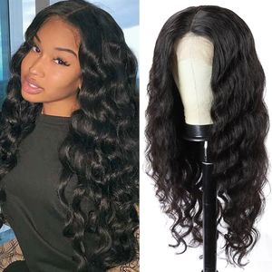 13x4 Loose Wave Spets Frontal Human Hair Wig Pre Plucked For Women Natural hårfäste Indian 13x6 HD Spetsstängning Remy Human Hair