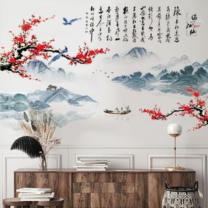 Decorazione da parete in stile cinese Fiore Decorazioni per la casa Adesivi murali Soggiorno Decalcomanie da muro Camera da letto Fiore Carta da parati Adesivi camera da letto Flora
