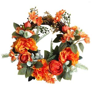 Flores decorativas 9/11 Guirlanda de decoração de porta Plantas adequadas para decorações ao ar livre Janela de festa decorada de Natal