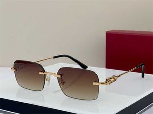 Óculos de sol de marca de luxo, masculino, sem aro, óculos Carti, quadrado, sofisticado, masculino, feminino, vintage, retrô, sem moldura, tons Des Lunettes De Soleil 0290