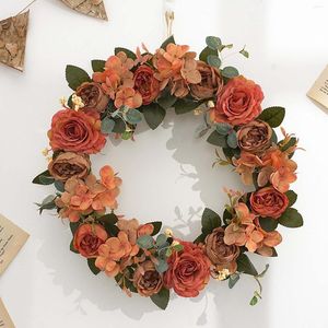 Conjunto de 3 flores decorativas laço de natal para guirlanda outono hortênsia peônia simulação decoração parede porta