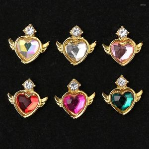 Decorações de arte para unhas 10 pçs Amuletos de coração de amor Cristais de luxo Diamantes Jóias Coração/gota de água Forma de liga de strass Suprimentos